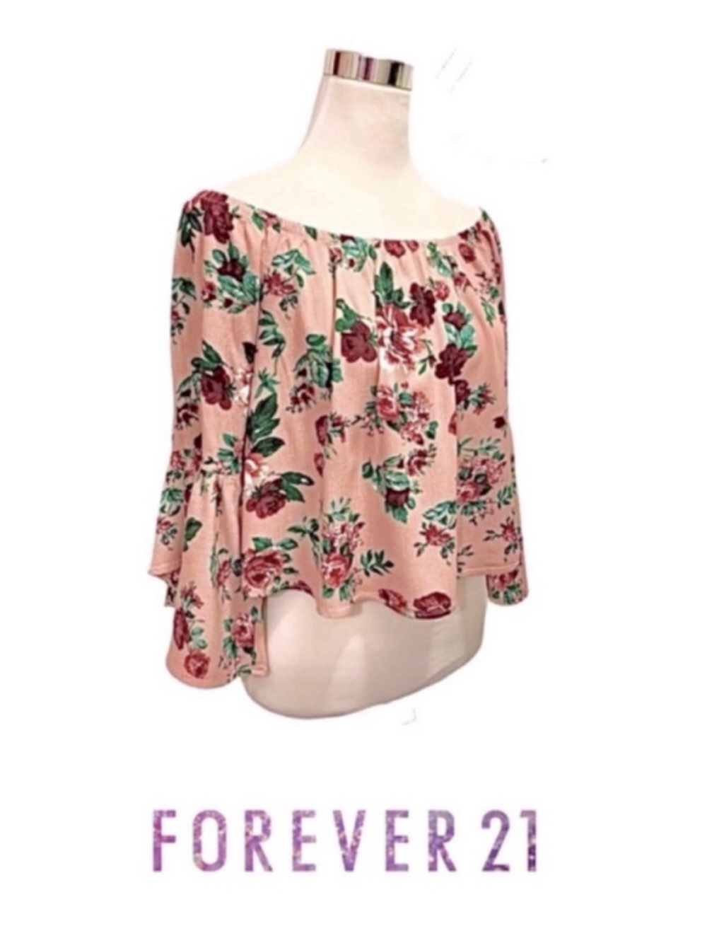 Peach Floral Off The Shoulder Top